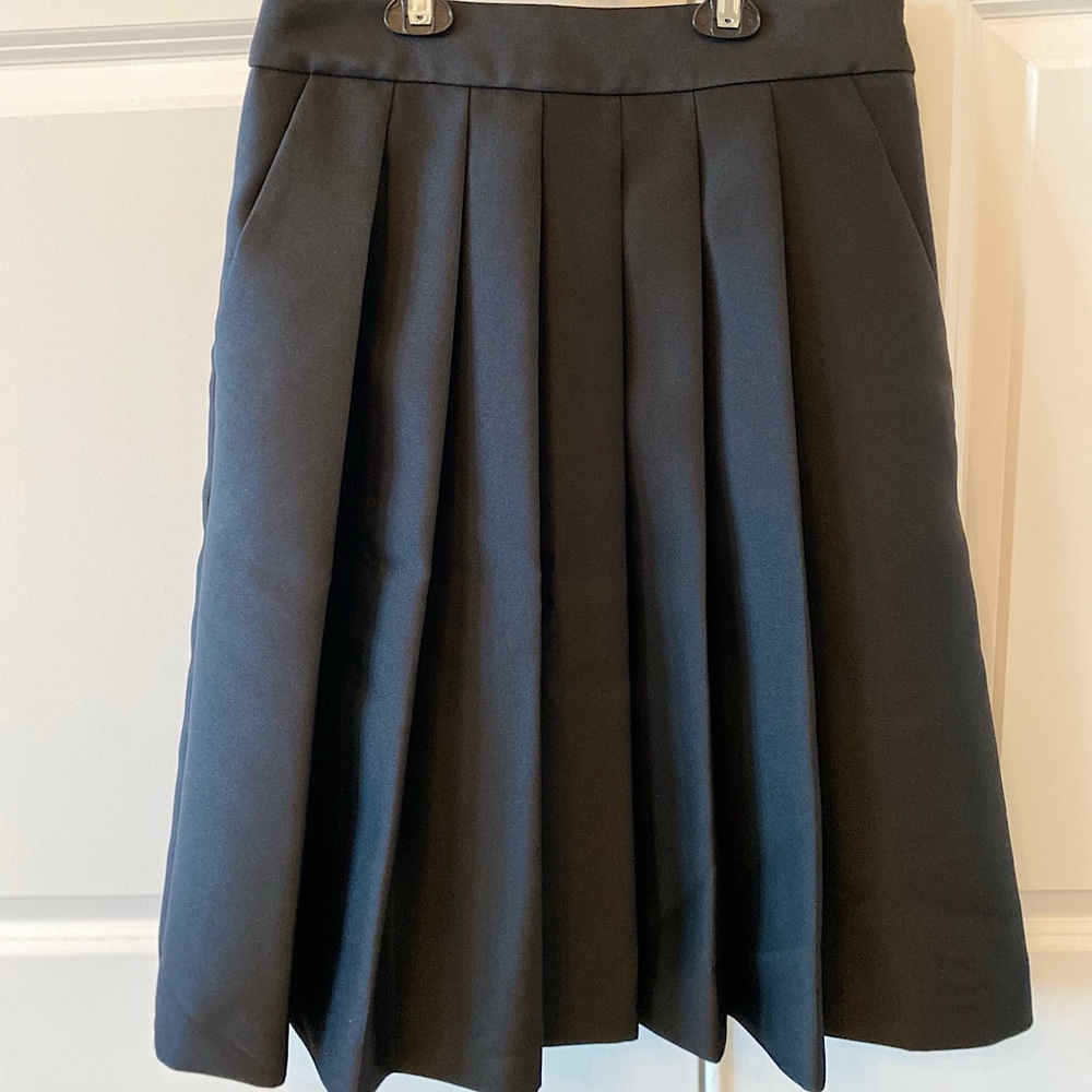 Ann Taylor Pleated, Black, A-Line Structured Skirt size 0